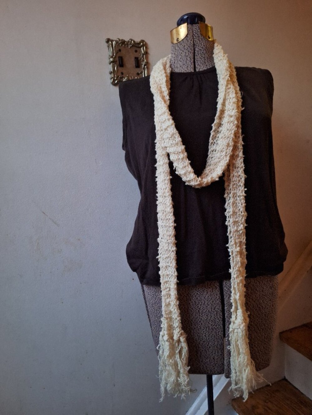 Cotton Hand Knit Scarf Sharon Dawn One-of-a-Kind
